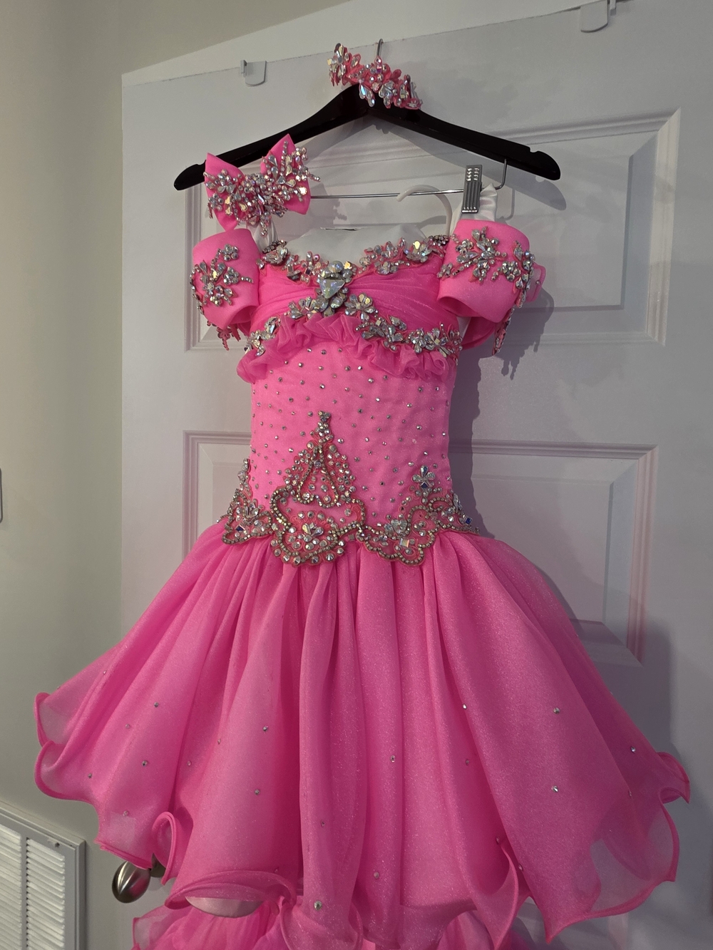 Full GLITZ Custom made Pageant Cupcake Dress w Accessories